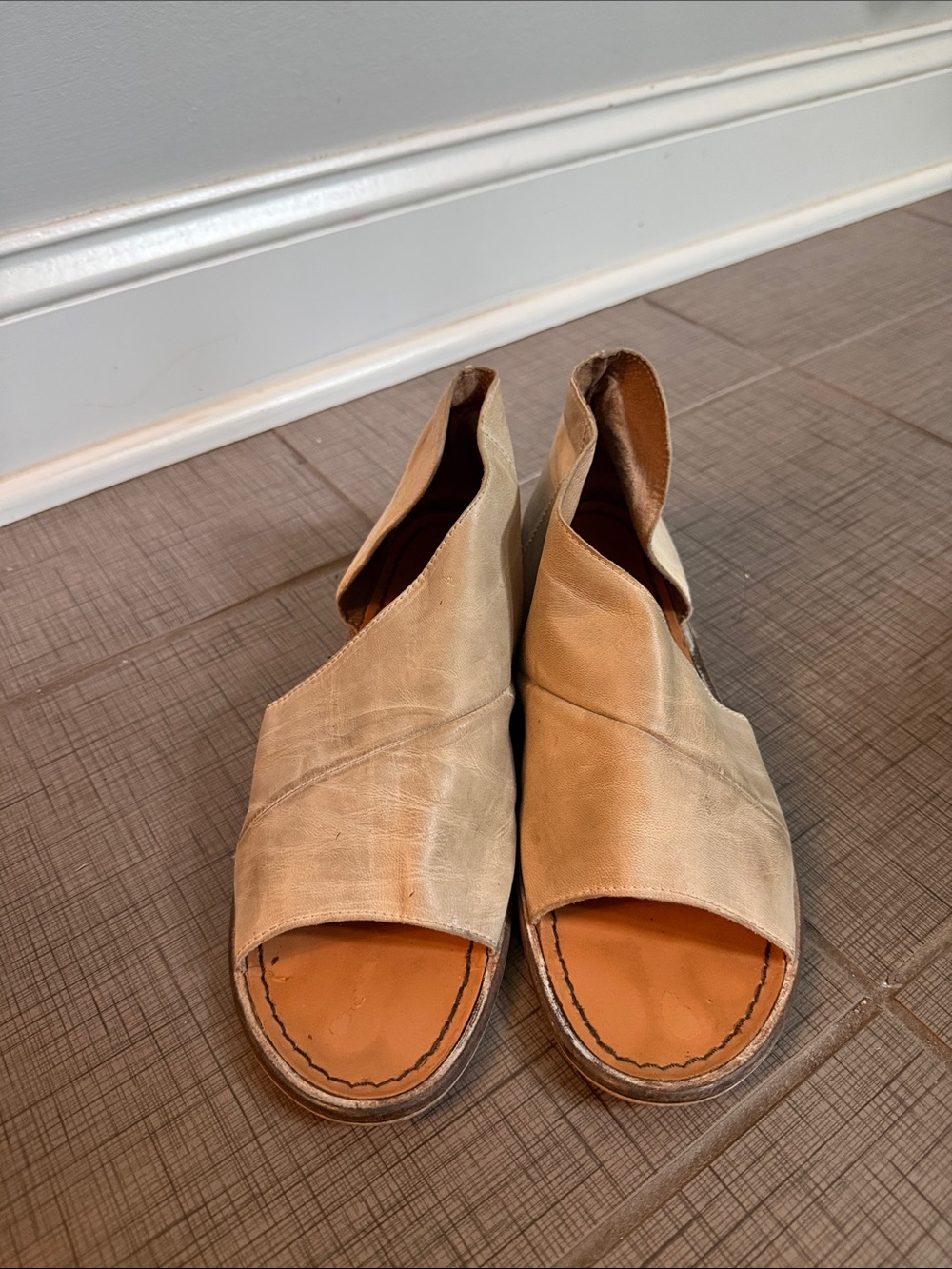 Free People Beige Tan Open-Toe Wrap Sandals